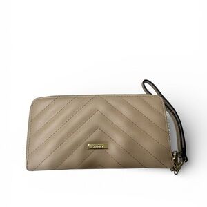 Aldo Beige Chevron Wristlet Clutch